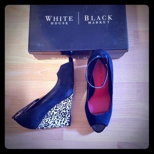 Black with Animal Print Wedge